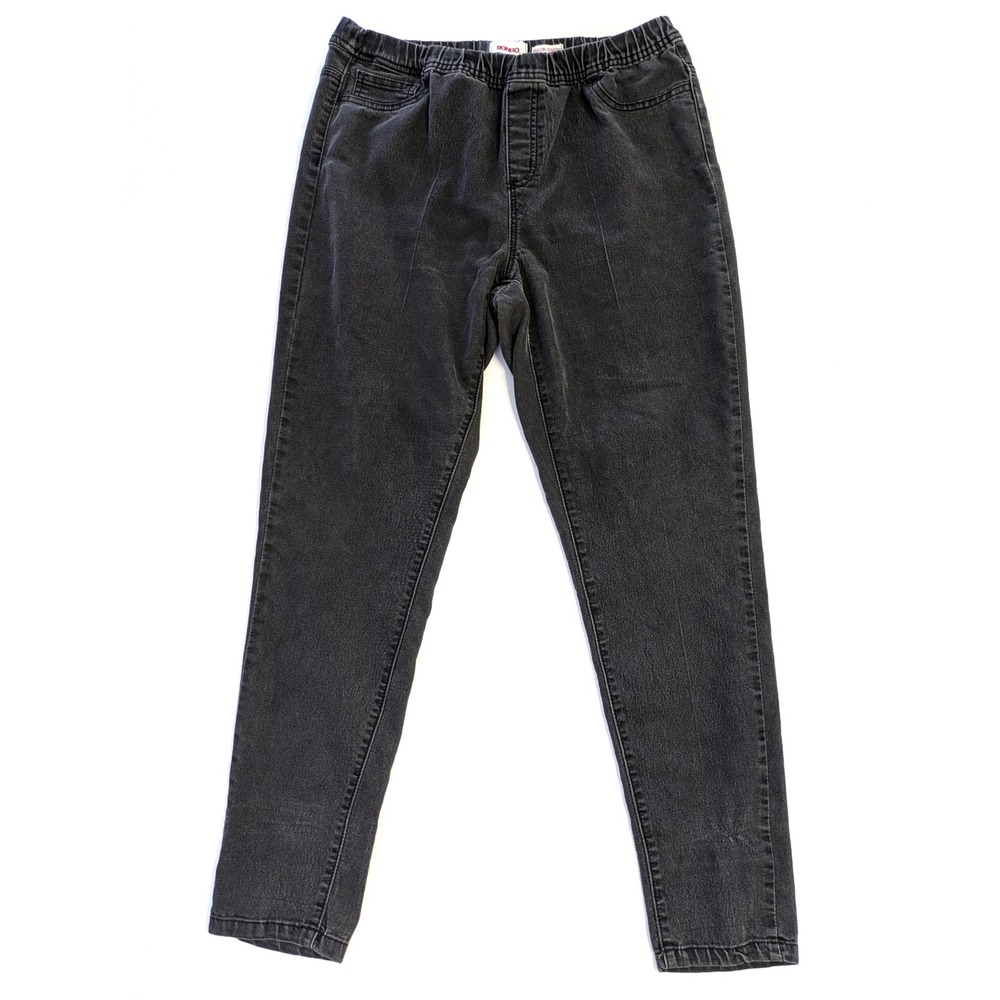 Bongo Womens Pull On Jeggings Black Faded Denim High Rise Skinny Pants Size XL